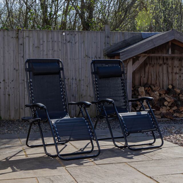 Samuel Alexander Set of 2 Black Multi Position Textoline Zero Gravity Garden Relaxer Chair Lounger - image 1