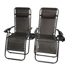 Samuel Alexander Set of 2 Black Multi Position Textoline Zero Gravity Garden Relaxer Chair Lounger - thumbnail 2