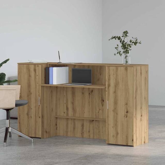 Berkfield Home Reception Desk Artisan Oak 180x50x103.5 cm Engineered Wood in Brown - image 1
