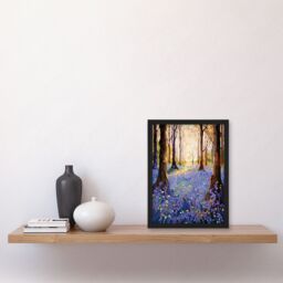 "Artery8 Majestic Bluebells In Spring Wood Carpet Of Purple Flowers Art Print Framed Poster Wall Decor in Black - Size: W12"" x H16""" - thumbnail 4