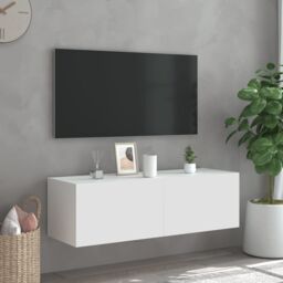 Berkfield Home TV Wall Cabinet with LED Lights White 100x35x31 cm - Size: 100 x 35 x 31 cm - thumbnail 6