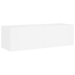 Berkfield Home TV Wall Cabinet with LED Lights White 100x35x31 cm - Size: 100 x 35 x 31 cm - thumbnail 3