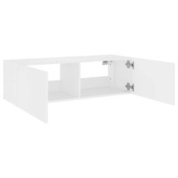 Berkfield Home TV Wall Cabinet with LED Lights White 100x35x31 cm - Size: 100 x 35 x 31 cm - thumbnail 9