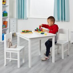 Liberty House Toys White Wooden Table & Chair Set - thumbnail 1