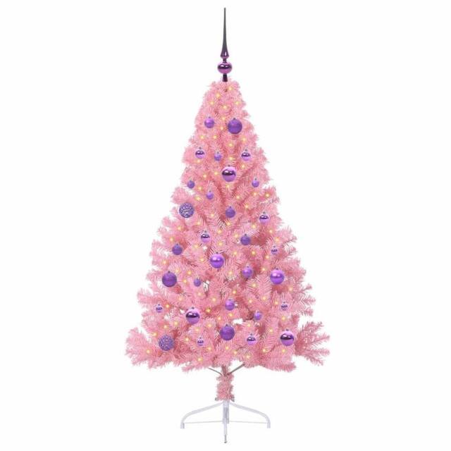 Berkfield Home Beautiful Artificial Pre-lit Christmas Tree with 150 LEDs Pink 15 - image 1