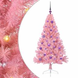 Berkfield Home Beautiful Artificial Pre-lit Christmas Tree with 150 LEDs Pink 15 - thumbnail 3
