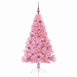 Berkfield Home Beautiful Artificial Pre-lit Christmas Tree with 150 LEDs Pink 15 - thumbnail 1