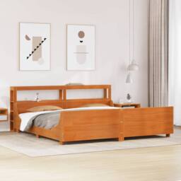 Berkfield Home Sleek Bed Frame Frame Wax Brown 180x200 cm Super King Solid Wood Pine - thumbnail 2
