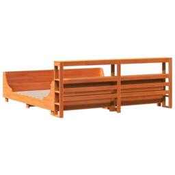 Berkfield Home Sleek Bed Frame Frame Wax Brown 180x200 cm Super King Solid Wood Pine - thumbnail 8