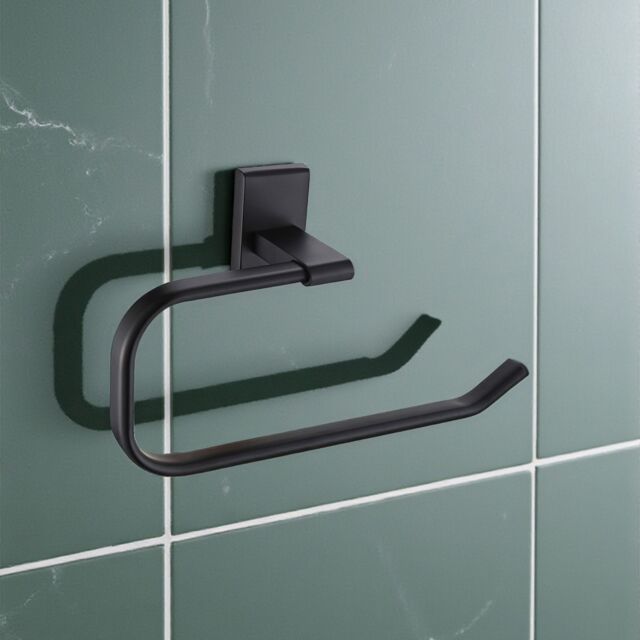 Showerdrape Unity Black Steel Wall Mounted Towel Ring - image 1