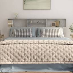 Berkfield Home Headboard Cabinet Concrete Grey 200x19x103.5 cm - thumbnail 5