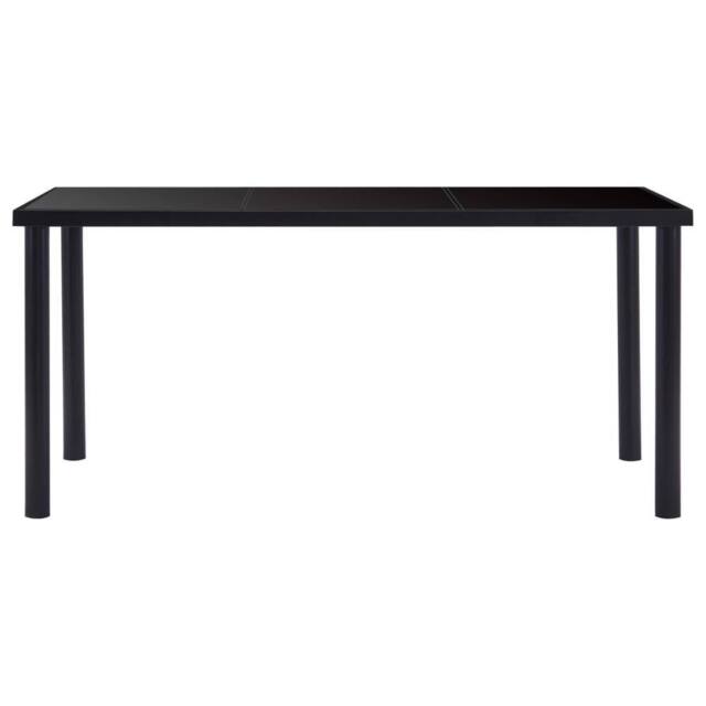 Berkfield Home Dining Table Black 160x80x75 cm Tempered Glass - Size: 160 x 80 x 75 cm - image 1