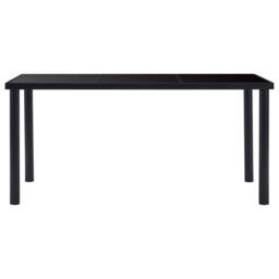 Berkfield Home Dining Table Black 160x80x75 cm Tempered Glass - Size: 160 x 80 x 75 cm - thumbnail 1