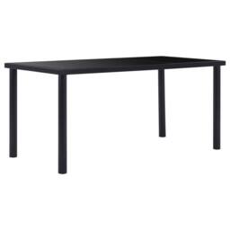 Berkfield Home Dining Table Black 160x80x75 cm Tempered Glass - Size: 160 x 80 x 75 cm - thumbnail 2