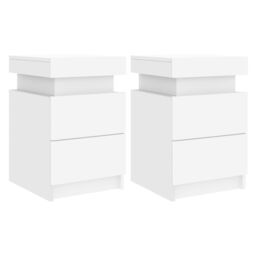 Berkfield Home Bedside Cabinets with LED Lights 2 pcs White 35x39x55 cm - Size: 35 x 39 x 55 cm - thumbnail 2