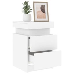 Berkfield Home Bedside Cabinets with LED Lights 2 pcs White 35x39x55 cm - Size: 35 x 39 x 55 cm - thumbnail 5