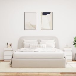 Berkfield Home Bedside Cabinets with LED Lights 2 pcs White 35x39x55 cm - Size: 35 x 39 x 55 cm - thumbnail 3