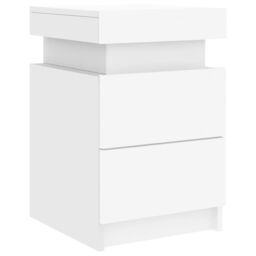 Berkfield Home Bedside Cabinets with LED Lights 2 pcs White 35x39x55 cm - Size: 35 x 39 x 55 cm - thumbnail 6
