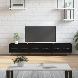 Berkfield Home TV Cabinet Black 150x36x30 cm Engineered Wood - Size: 150 x 36 x 30 cm - thumbnail 2