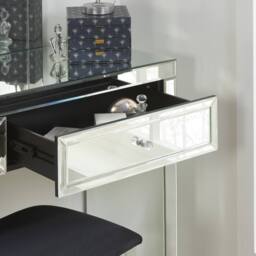 Birlea Mirrored Console Valencia 2 Drawer Bevelled Mirror Dressing Table in Silver - thumbnail 2