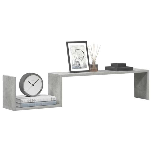 Berkfield Home Wall Shelf 2 pcs Concrete Grey 100x15x20 cm Engineered Wood - Size: 100 x 15 x 20 cm - image 1