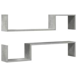Berkfield Home Wall Shelf 2 pcs Concrete Grey 100x15x20 cm Engineered Wood - Size: 100 x 15 x 20 cm - thumbnail 3