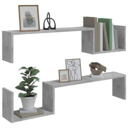 Berkfield Home Wall Shelf 2 pcs Concrete Grey 100x15x20 cm Engineered Wood - Size: 100 x 15 x 20 cm - thumbnail 4