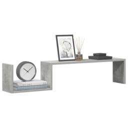 Berkfield Home Wall Shelf 2 pcs Concrete Grey 100x15x20 cm Engineered Wood - Size: 100 x 15 x 20 cm - thumbnail 1