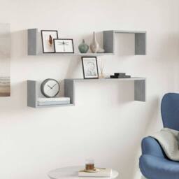 Berkfield Home Wall Shelf 2 pcs Concrete Grey 100x15x20 cm Engineered Wood - Size: 100 x 15 x 20 cm - thumbnail 2