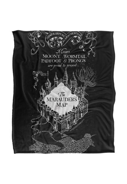 Warner Brothers Harry Potter Black & White Map Blanket 152 x 127 cm - image 1