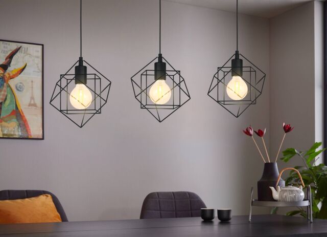Eglo Straiton Black Steel Modern Geometric 3 Light Pendant - image 1
