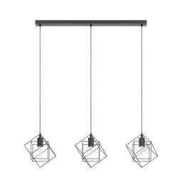 Eglo Straiton Black Steel Modern Geometric 3 Light Pendant - thumbnail 3