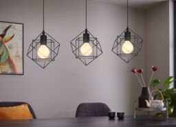 Eglo Straiton Black Steel Modern Geometric 3 Light Pendant