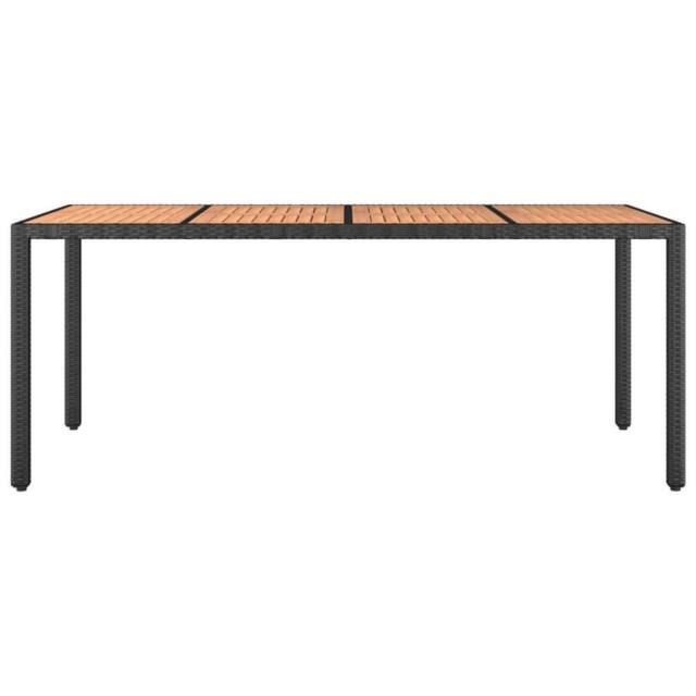 Berkfield Home Garden Table with Wooden Top Black Poly Rattan&Solid Wood Acacia - image 1