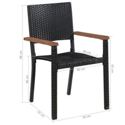 Berkfield Home 5 Piece Outdoor Dining Set Poly Rattan & Acacia Wood Black - thumbnail 6