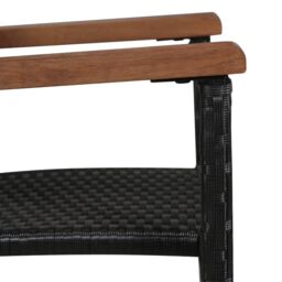 Berkfield Home 5 Piece Outdoor Dining Set Poly Rattan & Acacia Wood Black - thumbnail 5