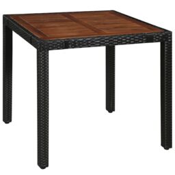 Berkfield Home 5 Piece Outdoor Dining Set Poly Rattan & Acacia Wood Black - thumbnail 2