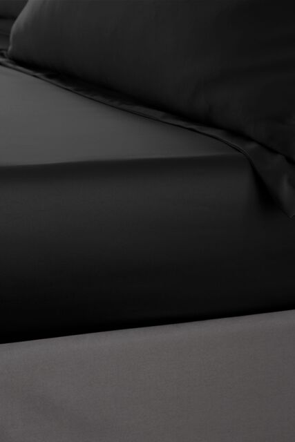 Catherine Lansfield 'Silky Soft Satin' 30cm Depth Sheet in Black - Size: King Fitted - image 1