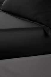 Catherine Lansfield 'Silky Soft Satin' 30cm Depth Sheet in Black - Size: King Fitted