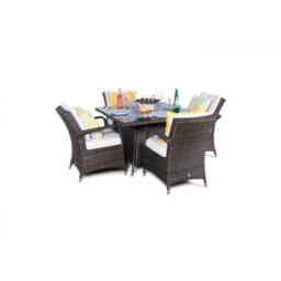 Thats Furniture Arizona Fire Pit 4 Seater Square Rattan Dining Set in Brown - thumbnail 6
