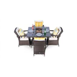 Thats Furniture Arizona Fire Pit 4 Seater Square Rattan Dining Set in Brown - thumbnail 5