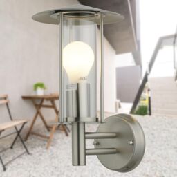 First Choice Lighting Treviso - Brushed Stainless Steel Outdoor Wall Light in Silver - thumbnail 6