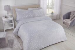Smart Living Luxury Fleece Foil Polka Dot Duvet Cover with Pillowcases in Grey - Size: Super King - thumbnail 1