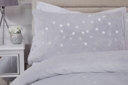Smart Living Luxury Fleece Foil Polka Dot Duvet Cover with Pillowcases in Grey - Size: Super King - thumbnail 2