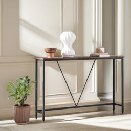 Pirlo Plush 120CM Wide Industrial Console Table Hallway Furniture in Brown - thumbnail 5