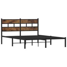 Berkfield Home Metal Bed Frame without Mattress Smoked Oak 140x190 cm in Brown - thumbnail 1