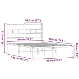 Berkfield Home Metal Bed Frame without Mattress Smoked Oak 140x190 cm in Brown - thumbnail 9