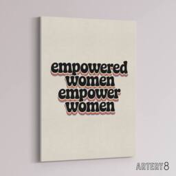 "Artery8 Empowered Women Empower Bold Retro Typography Canvas Wall Art Print in Beige - Size: W18"" x H24""" - thumbnail 2