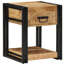 Berkfield Home Bedside Cabinet 40x40x50 cm Solid Rough Wood Mango in Brown - Size: 40 x 40 x 50 cm - thumbnail 1