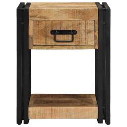 Berkfield Home Bedside Cabinet 40x40x50 cm Solid Rough Wood Mango in Brown - Size: 40 x 40 x 50 cm - thumbnail 3